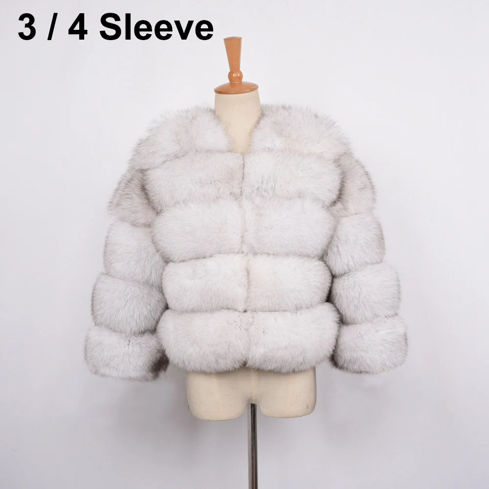 Новое поступление, Женская Роскошная Шуба из натурального Лисьего меха, зимняя меховая куртка, верхняя одежда высшего качества S1797 - Цвет: Natural White Crop