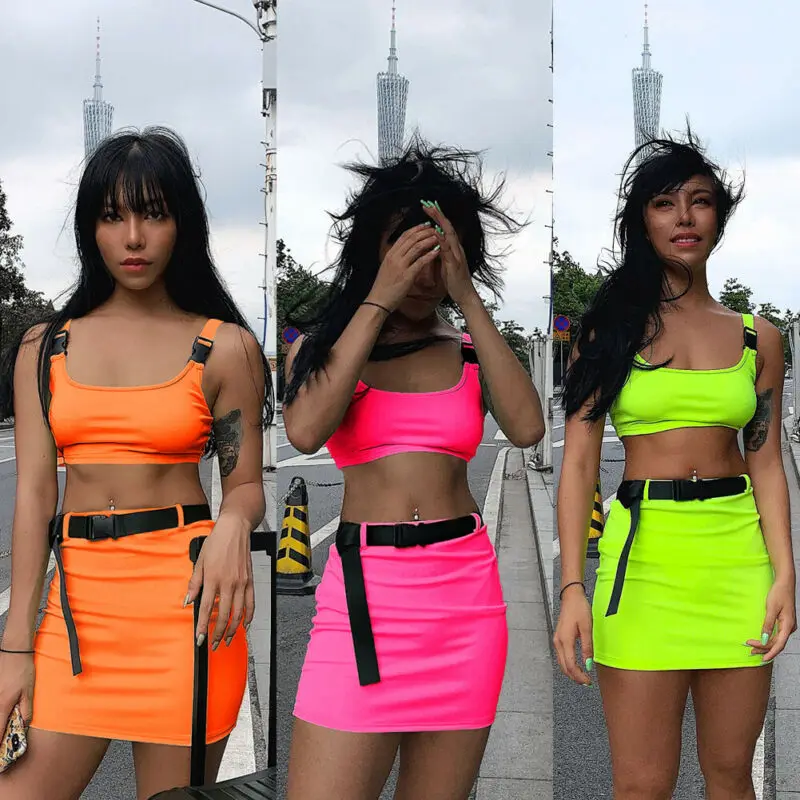 

Hot Sexy Women's Crop Top Short Skirt Bodycon Summer Evening Cocktail Party Two Piece Set Sports Suit Outfit Set Casual New