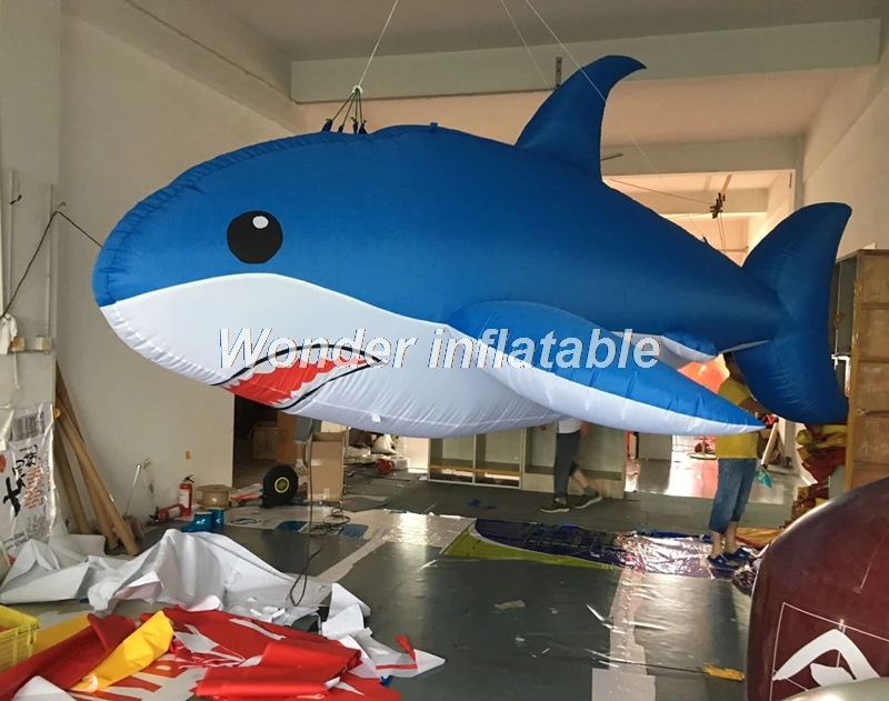 

Customized Event 16ft Blue Giant Hanging Inflatable Shark For Ocean Park Decoration
