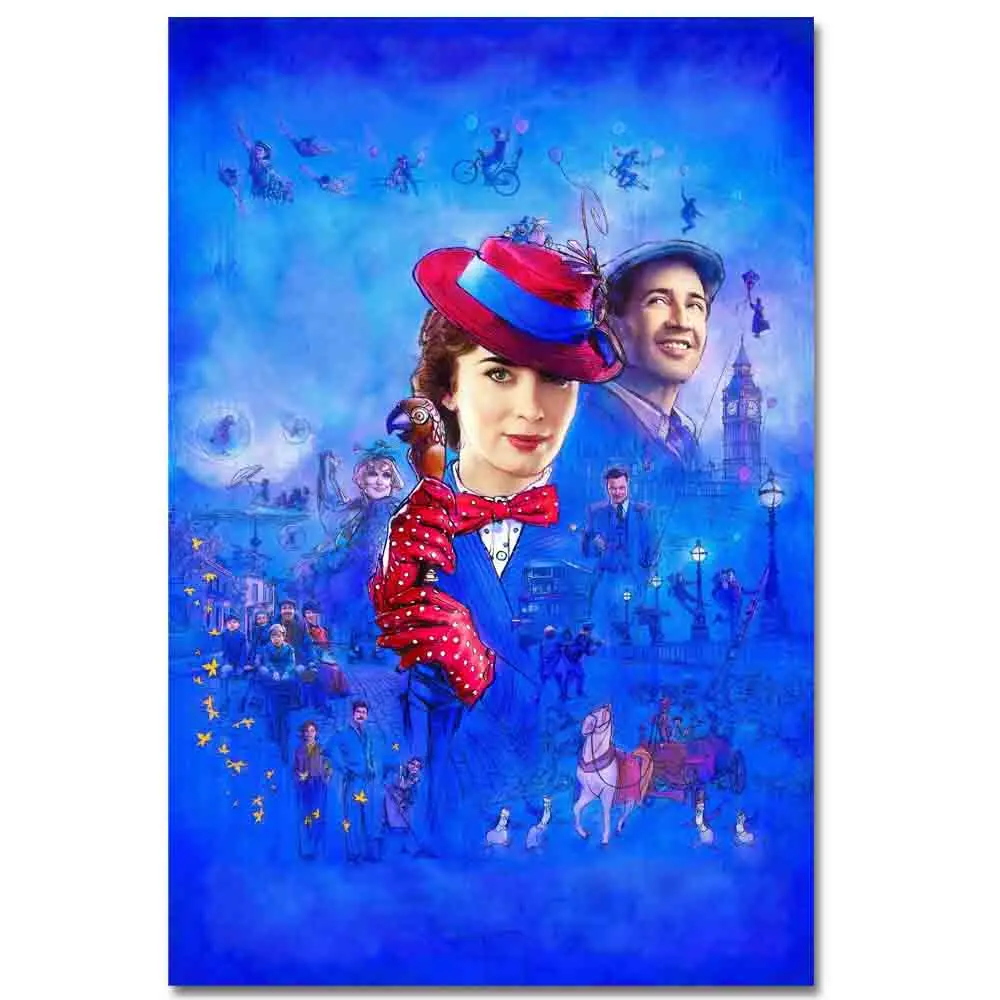 

TAAWAA Mary Poppins Returns Art Silk Movie Poster Prints 12x18 24x36 inch Wall Art Picture For Living Room Home Decor