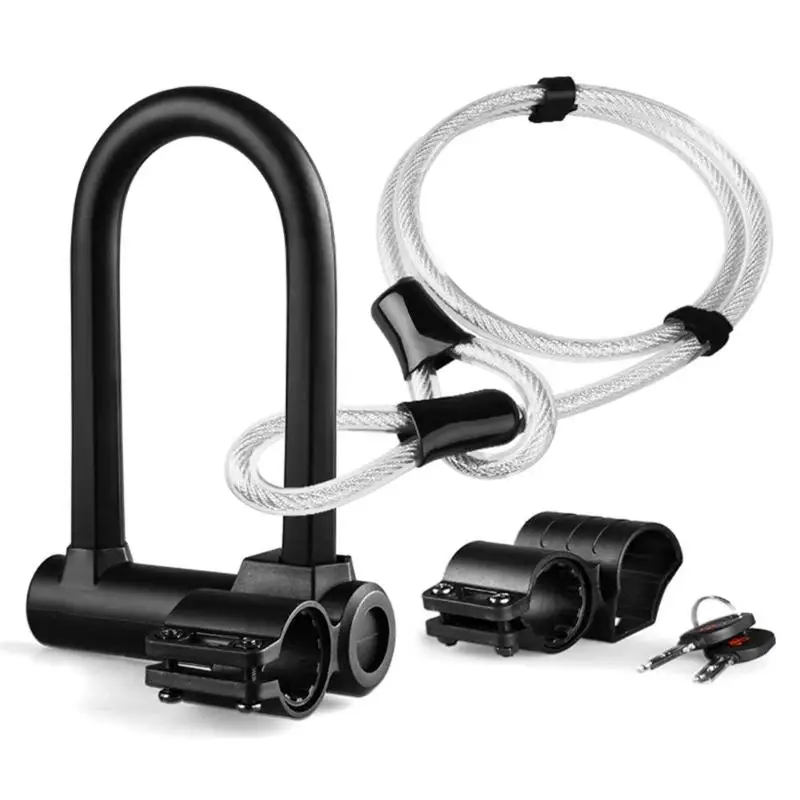 

1Set MTB Road Bike Bicycle Lock Cable Steel Anti-Theft U Shape Alloy Steel Lock Anti Hydraulic Shear Heavy Duty Locks with Keys