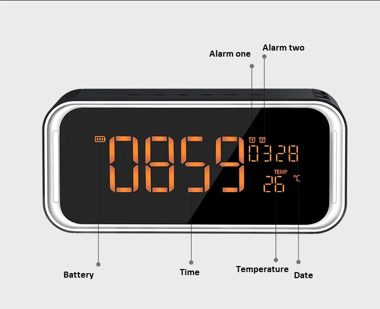 Портативный BLE динамик с регулируемой яркостью, температурный дисплей, двойной будильник, fm-радио, большой светодиодный дисплей, модный дизайн