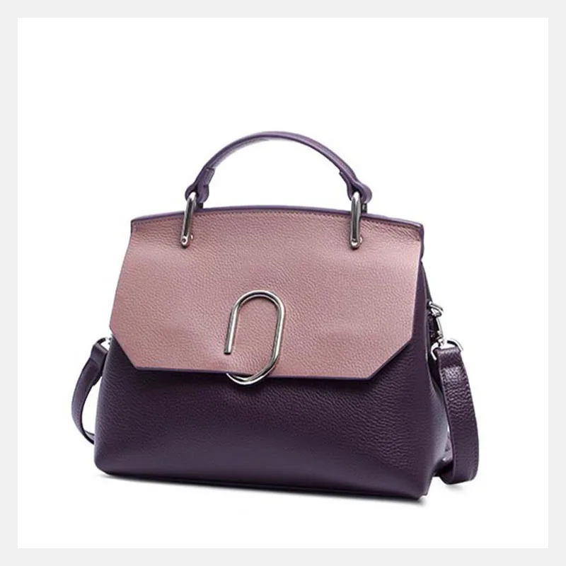 The classic temperament new Genuine Leather women handbags Personality Contrast shell type chic soft face women messenger bags