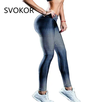 

SVOKOR Leggings Women V Waist Push Up Polyester Gradient Jeggings Elasticity Slim Print Push Up Female Legging Workout