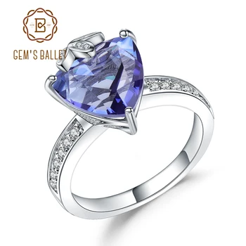 

Gem's Ballet 5.89Ct Natural Iolite Blue Mystic Quartz Gemstone Triangle Rings for Women 925 Sterling Silver Jewelry Fine Rings