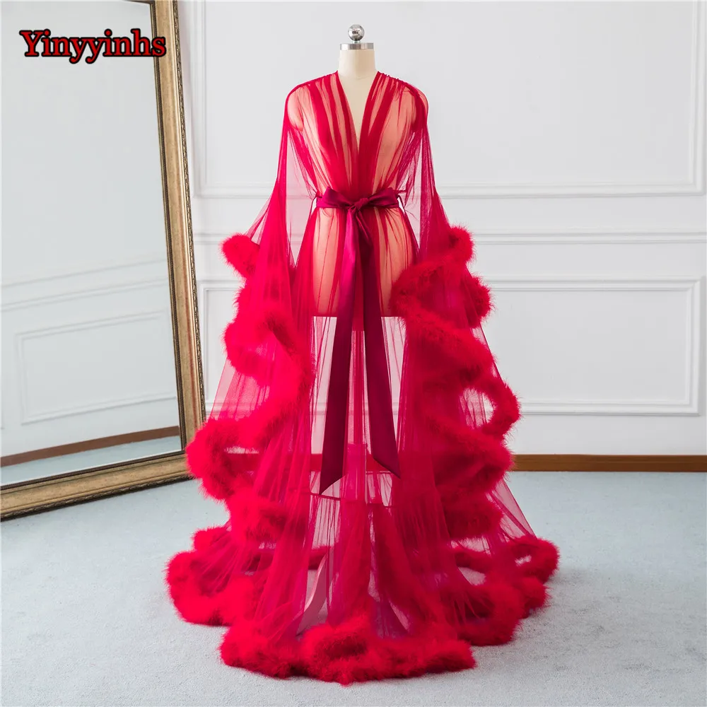 Женское вечернее платье Boudoir, красное Прозрачное платье из фатина с перьями, для выпускного вечера|Вечерние платья| | АлиЭкспресс