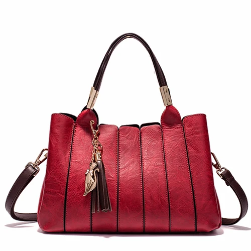 Miyaco винтажные кожаные сумки для женщин сумки на плечо сумка-мессенджер роскошные сумки женские сумки дизайнерские с кисточкой - Цвет: Red Handbag