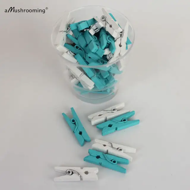 25 Cute Mini Royal Blue Clothes Pins 1" Clothespins Chic Wedding Baby