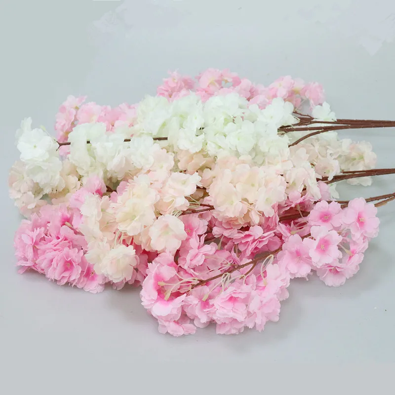 Flone Artificial Plastic Fake Flowers Silk Cherry Blossom Branches Flowers For Wedding Home Party Office Decoration (1)