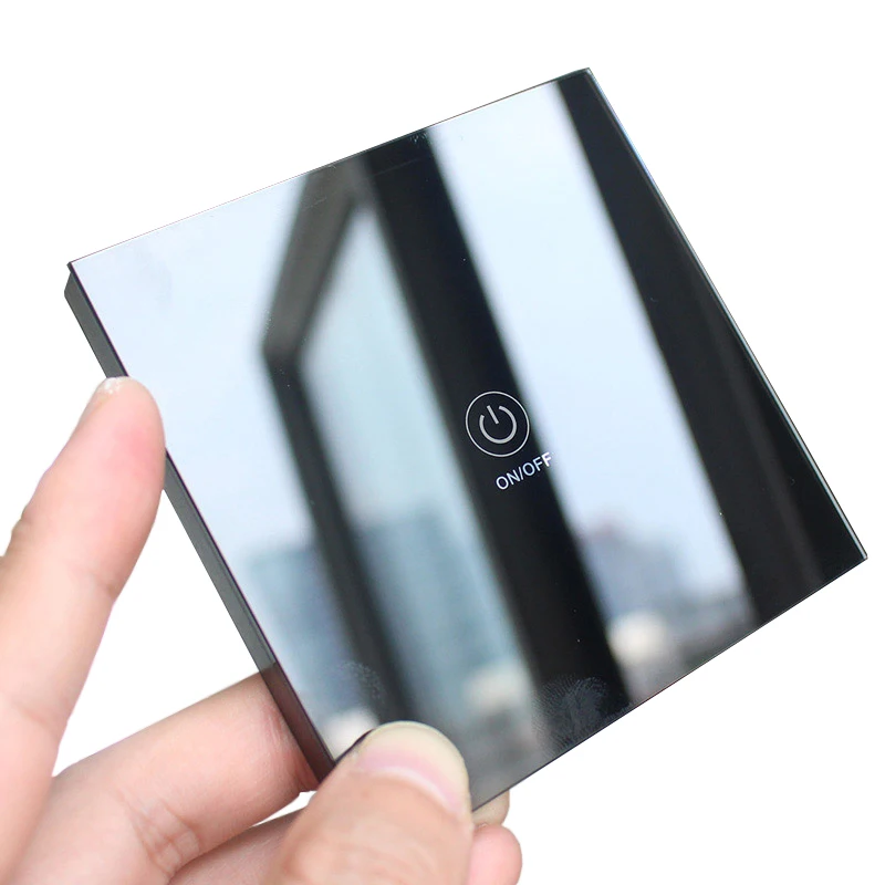 

86 Wall Touch Transmitter Wireless Remote Control RF Tempered Glass Panel with LED for Lamp Light Switch 433MHz EV1527 Black