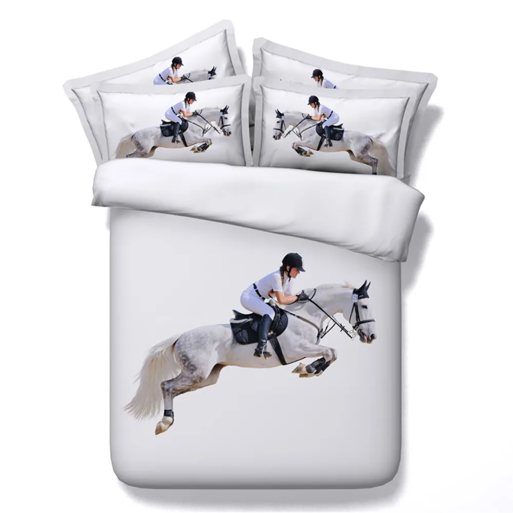 100 Cotton High Quality Bedding Sets 3d Equestrian Events Pattern