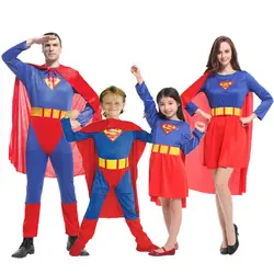 Umorden Пурим карнавальное вечерние костюмы на Хэллоуин Семья Супермен Косплэй Супермен костюм супергероя для взрослых для мальчиков и