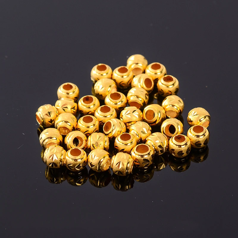 

1PCS Pure 24K 999 Yellow Gold Beads Carved Boutique Road Road Traffic Flower Beads Beads Baby Red String Bracelet(Only Beads)