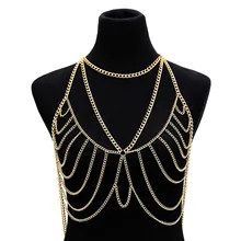 Wholesale Sexy Bra Chain Layered Waist Body Chain Chocker Bikini Body Jewelry Wedding Sandi Summer Beach Jewelry for Women gorgeous layered geometric body chain for women