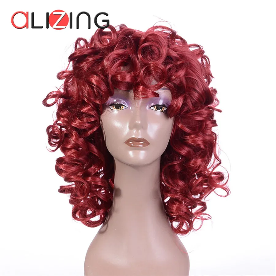 

Alizing Big Loose Wave Curl Wig Burgunday Synthetic High Temperature Fiber Hair Spring Curl Wig for Woman Hair Style Wig 8050