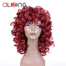 ┽ Alizing Big Loose Wave Curl Wig Burgunday Synthetic High Temperature Fiber Hair Spring Curl Wig for Woman Hair Style Wig 8050