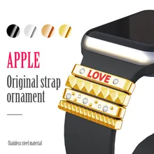 LOVE аксессуары для Apple Watch 4/3 ремешок 38 мм 40 мм iwatch 42 мм 44 мм спортивный ремешок из нержавеющей стали декоративное кольцо
