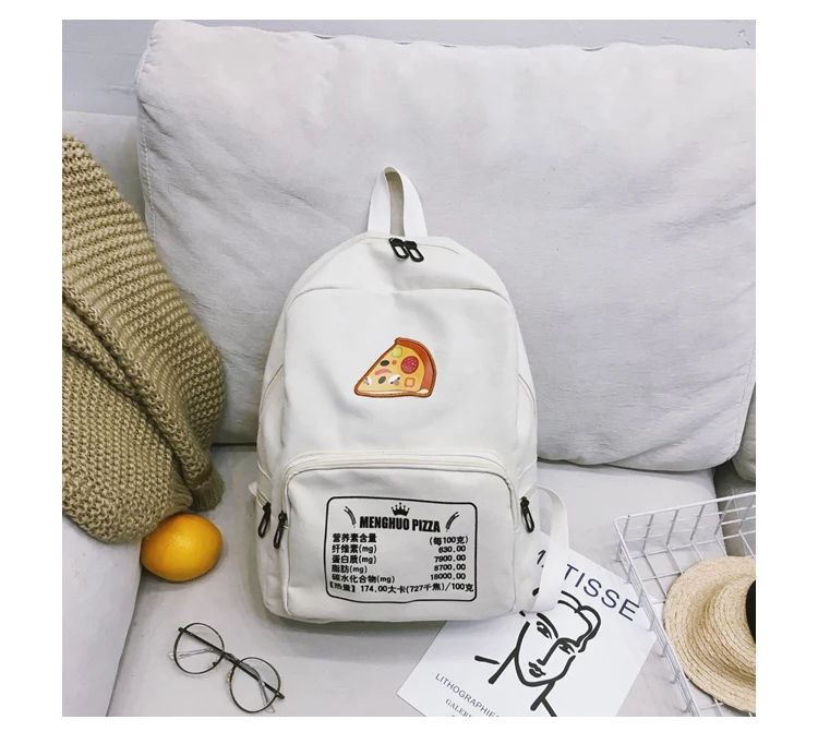 Pizza Embroidery Women Backpack for School Teenagers Girls Preppy Style School Bag Ladies Canvas Backpack Female Bookbag Mochila_34_23