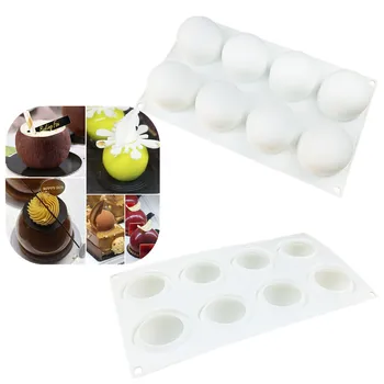 

8 even coconut mousse cake silicone mold semi-circular method snowball home baking dessert hurricane chocolate ice cream mold