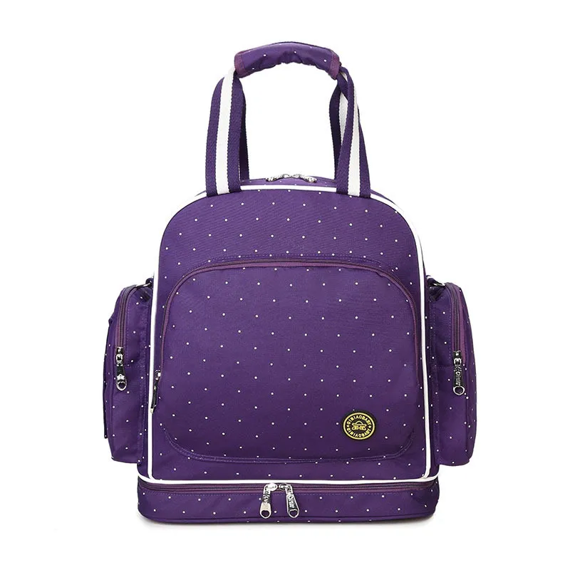 Baby Diaper Bag Waterproof Changing Nappy Multifunctional Mommy StrollerLarge Capacity Baby Care dad Travel Backpack - Цвет: purple dots