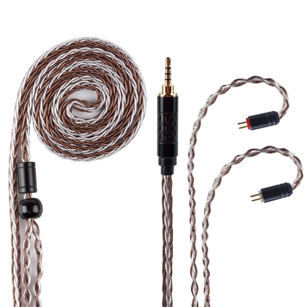 

AK Yinyoo 8 Core Silver Plated Cable 2.5/3.5mm Balanced Earphone Upgrade Cable With MMCX/2Pin for ZS10 PRO AS16 AS12 C16 ZSX C12