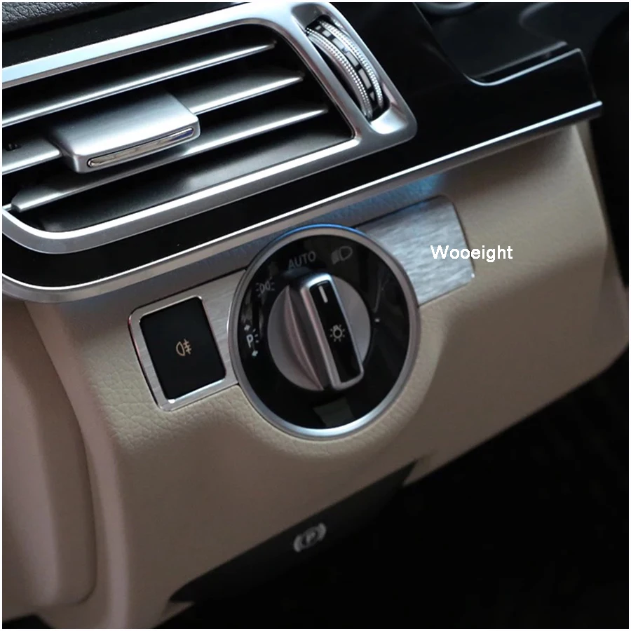 Car Interior Headlight Switch Trim Cover For Mercedes BENZ W212 W218 W166 E CLS ML Class 2012 - 2015 Decorative Aluminium Frame (1)