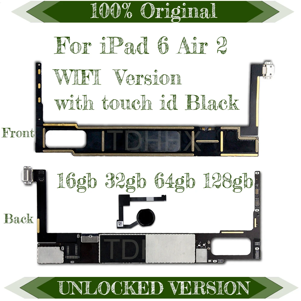 

16/32/64/128gb Original unlock icloud for Ipad 6 Air 2 Motherboard WIFI Version for Ipad Air 2 Motherboard with IOS System
