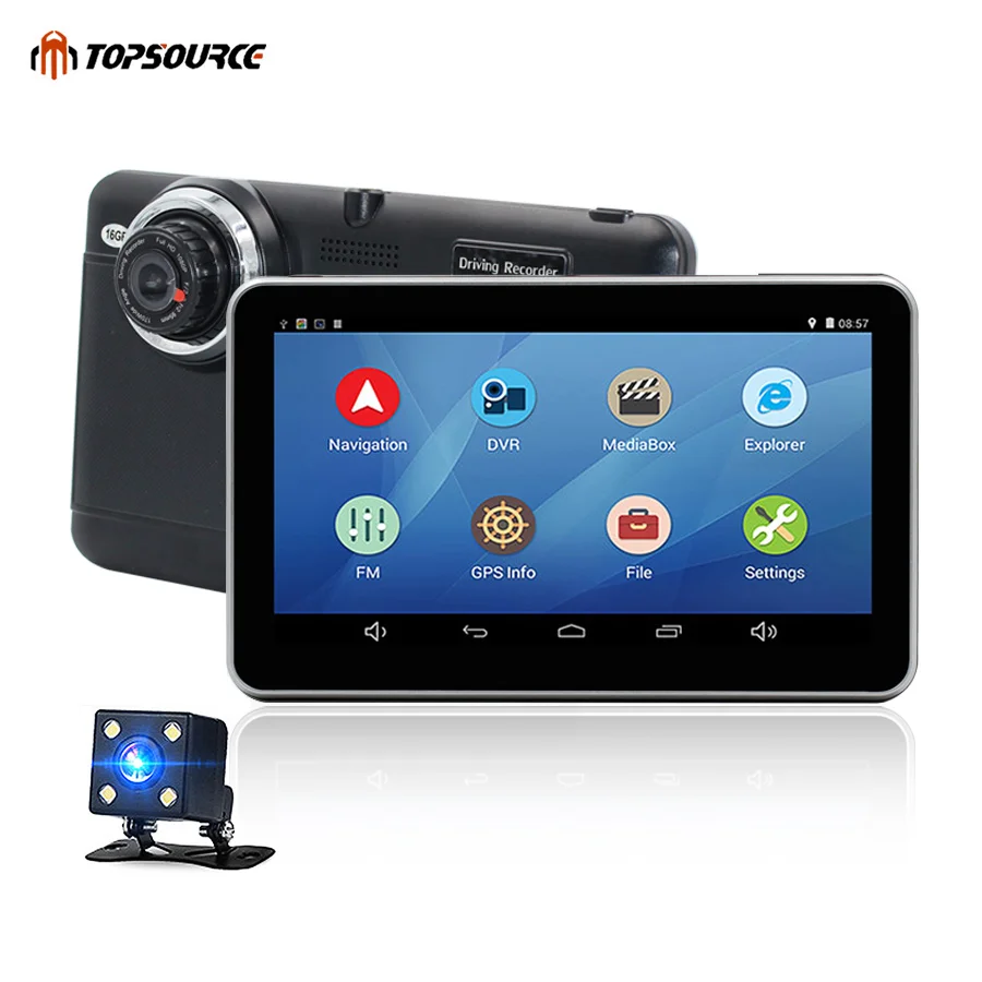 TOPSOURCE Car DVR 7" Android GPS Navigation camera WIFI Bluetooth video