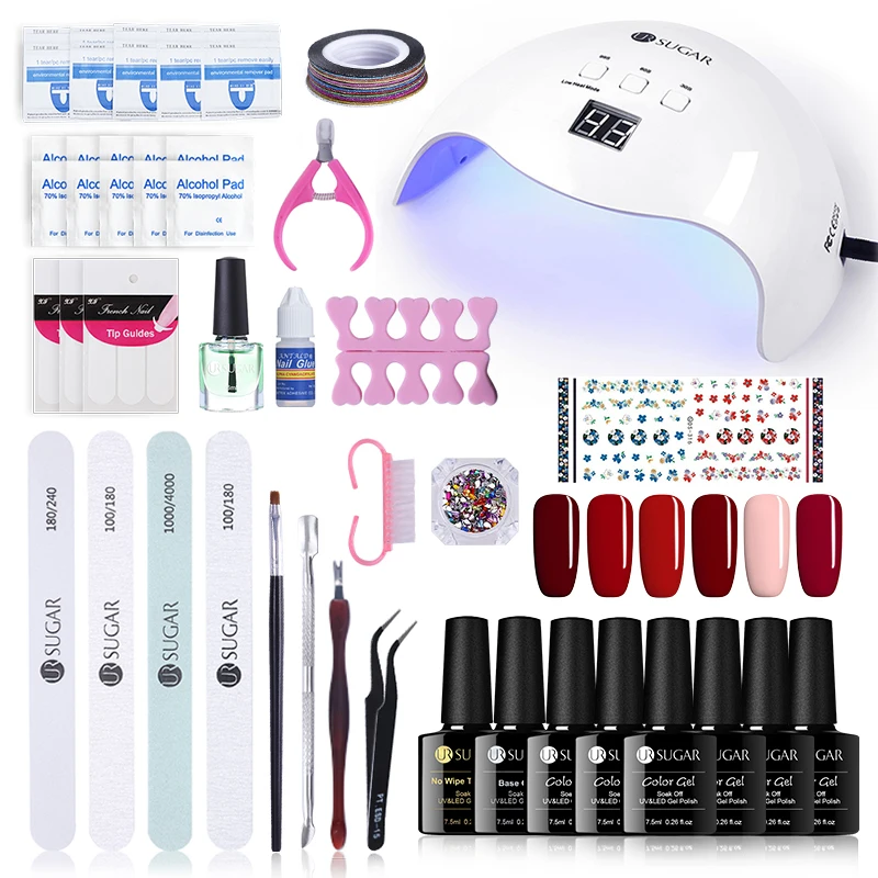 

UR SUGAR 40w Nail Set Gel Polish Led Lamp Nail Dryer Choose 6 Colors UV Gel Polish Nail Art kit Set UV Gel Polish Manicure Set