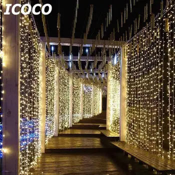 

300 LEDs Curtain String Light with Remote Controller Waterproof LED light For Wedding Party Home Decor 3x3m