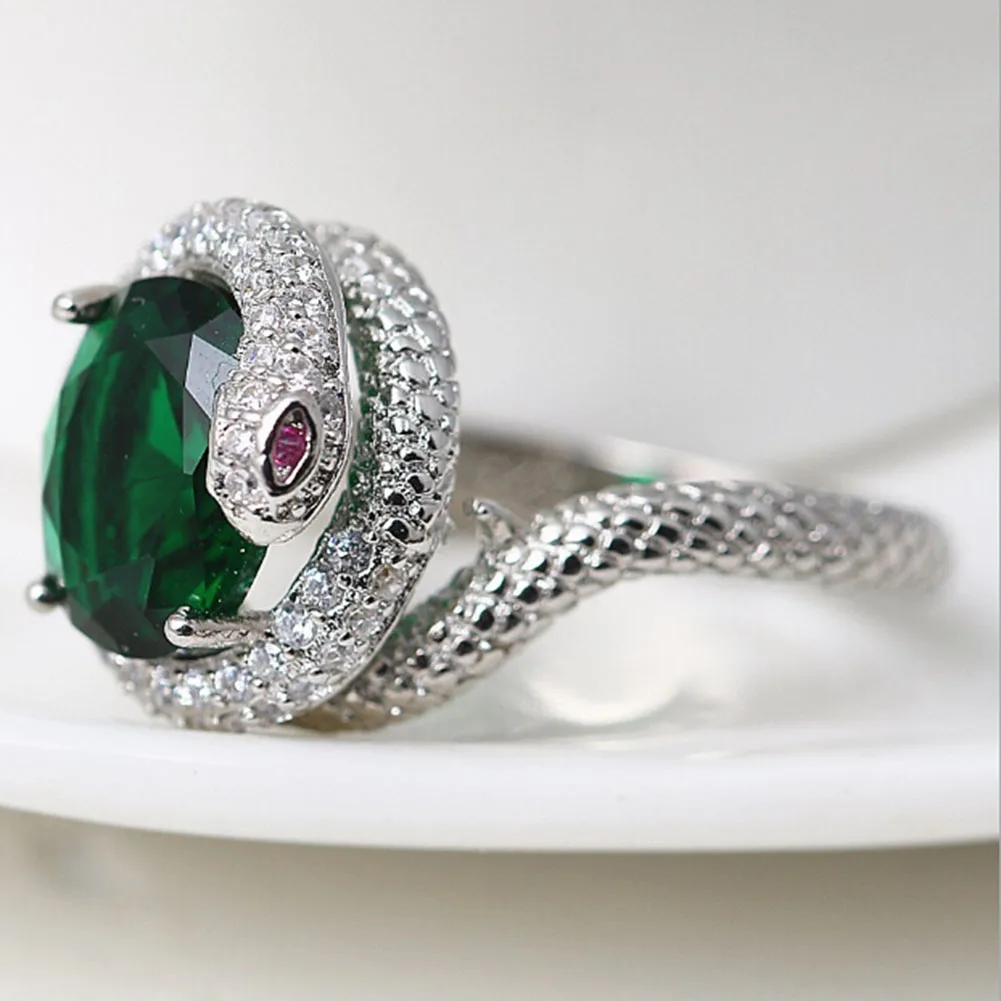 Snake Fish Gem Ring European And American Style Snake Zircon Ring