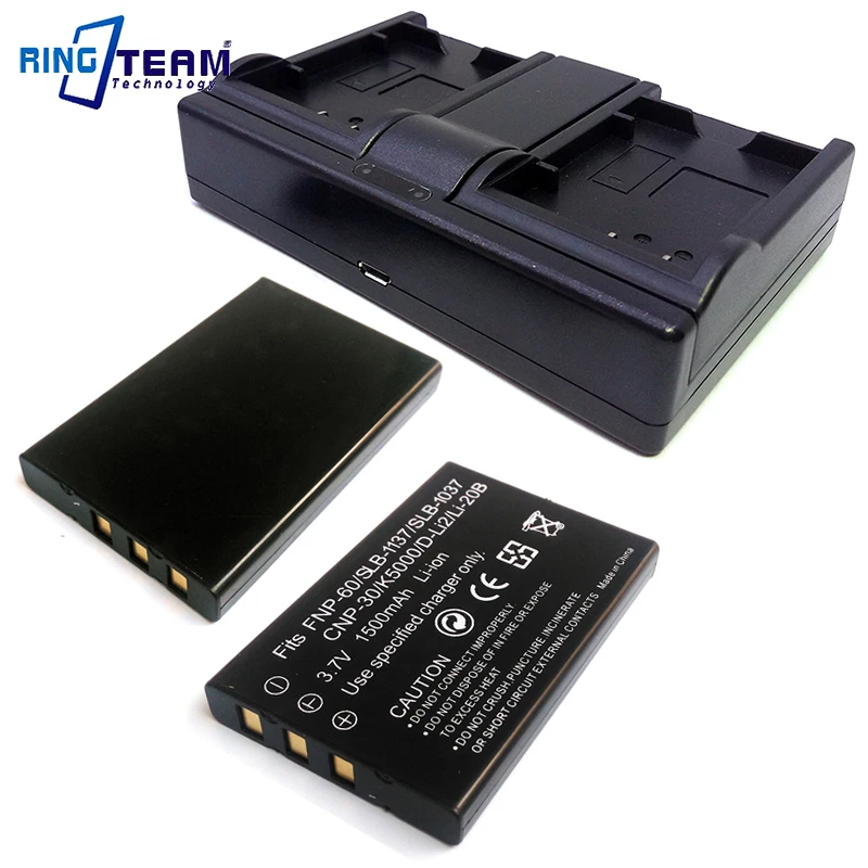 FNP 60 NP 60 Digital Battery 2x & Dual USB Charger 1x for Fujifilm ...