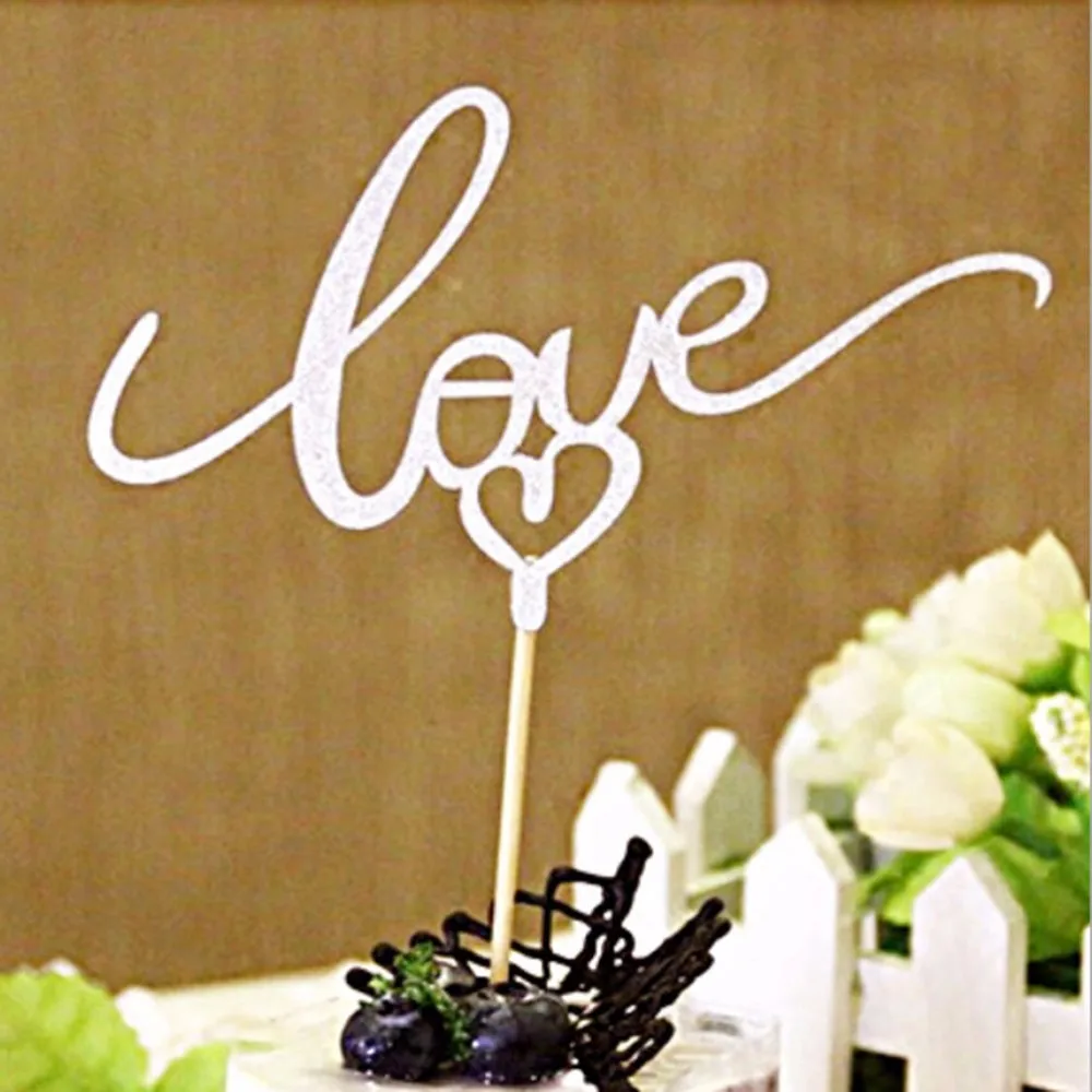 1 шт. Новая серебряная золотая сверкающая блестка с надписью Love Cake Topper модное праздничное свадебное оформление украшения торта