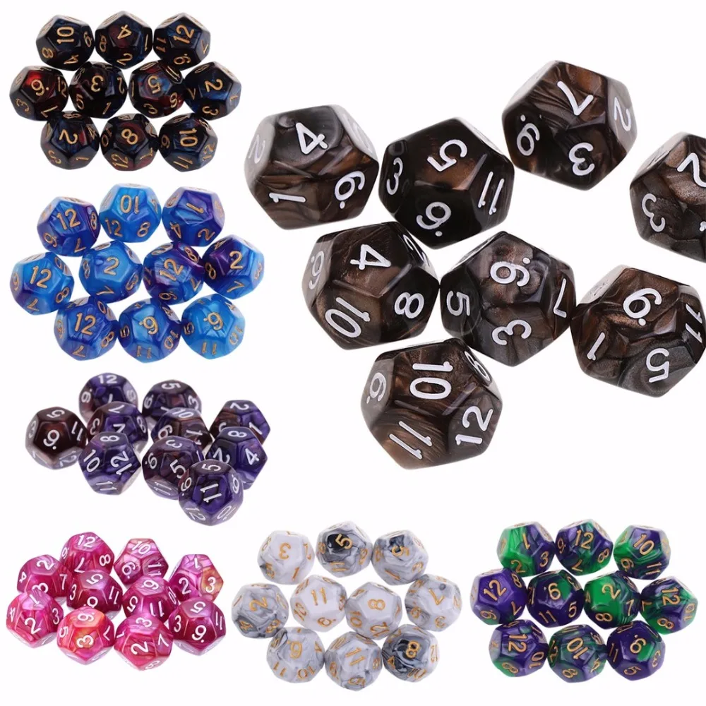 

Mayitr 10PCS New Acrylic D12 Digital Dice Set 12 Sided Polyhedral Die For Dungeons and Dragons Games Dices Play Game