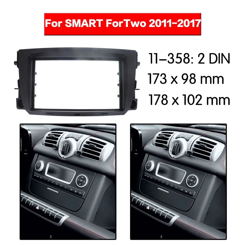 

Car Radio Fascia Frame Kit For BENZ SMART ForTwo 2011-2017 Radio Stereo Audio Bezel Facia Panel Trim Dash Double Din Mount Kit
