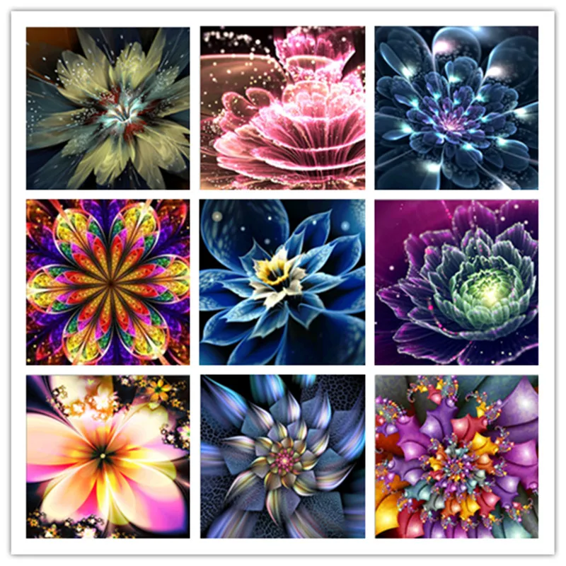 

5D diy Round Diamond Embroidered Fantasy Flower Diamond Cross Stitch Flower Diamond Painting Mosaic Wonderful Flower