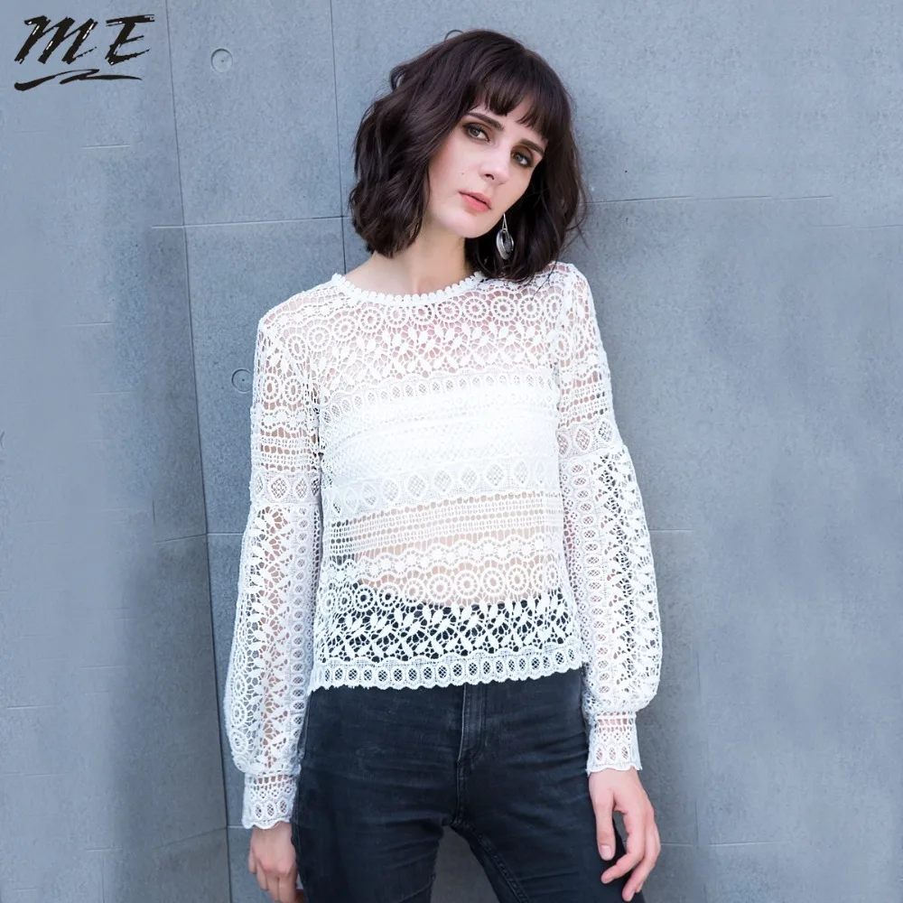 white long sleeve see through shirt
