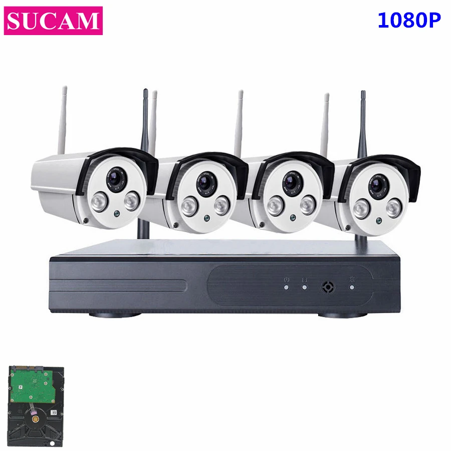 

SUCAM 4CH 2MP HD Home Security Wireless NVR IP Camera System 1080P CCTV Set Outdoor Wifi Cameras Video NVR Surveillance CCTV KIT