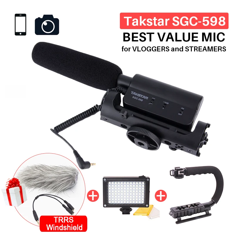 Takstar SGC-598 микрофон для камеры микрофон для Youtube Vlogging видео стрельба пистолет микрофон для телефонов Nikon Canon микрофон sgc 598