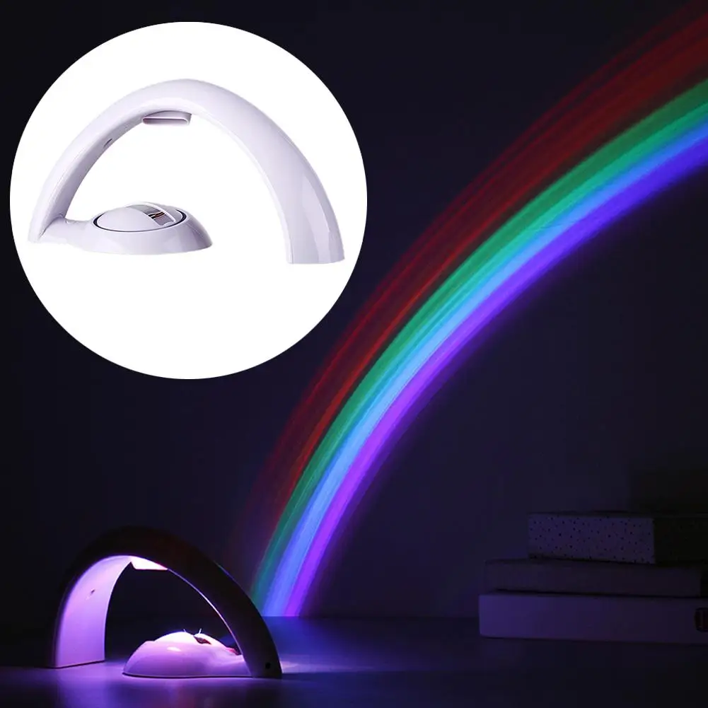 Romantic LED Rainbow Projector Night Light Atmosphere Colorful Lamp Kids Gift in LED Night