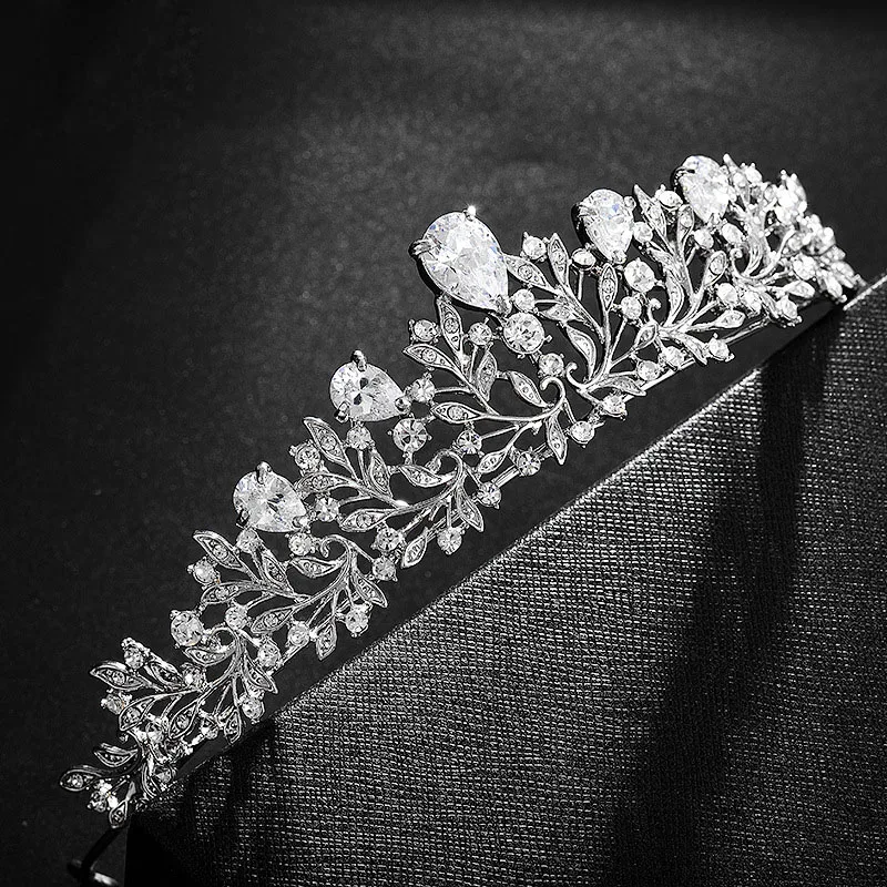 SLBRIDAL Серебряные стразы кристалл кубического циркония свадебная диадема свадебные аксессуары для волос подружки невесты принцесса женские ювелирные изделия