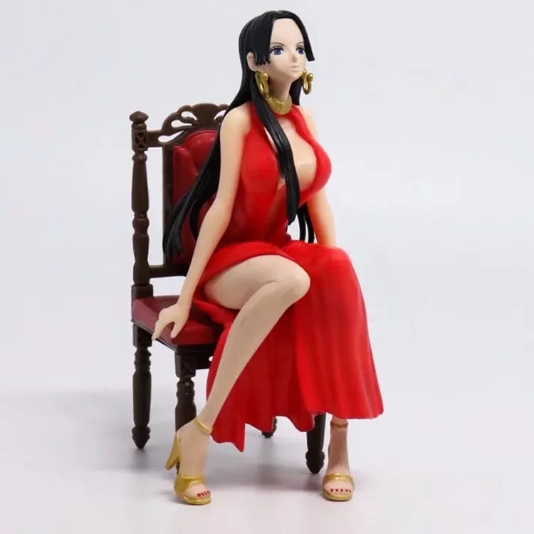 

Anime One Piece Boa Hancock Sitting Chair Ver. Red PVC Action Figure Resin Collection Model Toy Gift