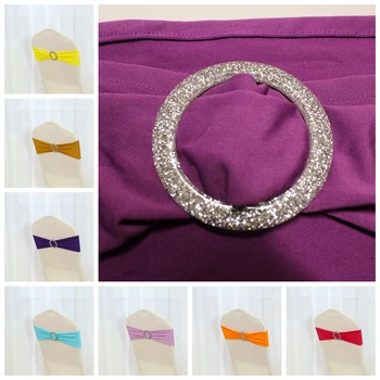 

26 Colours Spandex Chairs Sash With Shiny Round Buckles For Chair Covers Band Lycra Sash Bow Tie Wedding Decoration