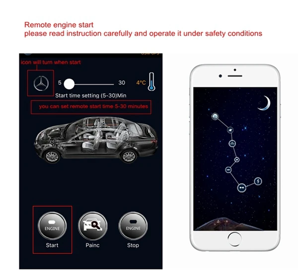 GSM/GPS автомобильная сигнализация С ДИСТАНЦИОННОГО ЗАПУСКА ДВИГАТЕЛЯ Смартфон Дистанционного Запуска исключительно Для Mercedes Benz ML GL R Класса Не Отрезанный Провод