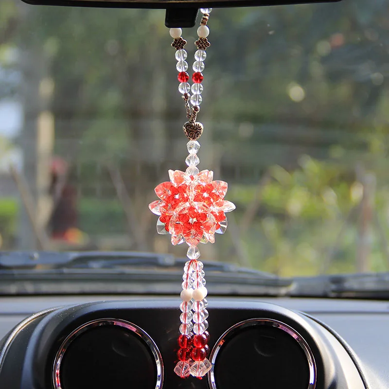 6 color Crystal Pendant Car Rearview Mirror Ornaments Glass Crafts Home