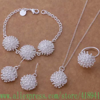

Silver Plated Jewelry Sets Bracelet 081 + Necklace 692 + Earring 356 + Ring 184 /eijamzqa bjlakasa AS319