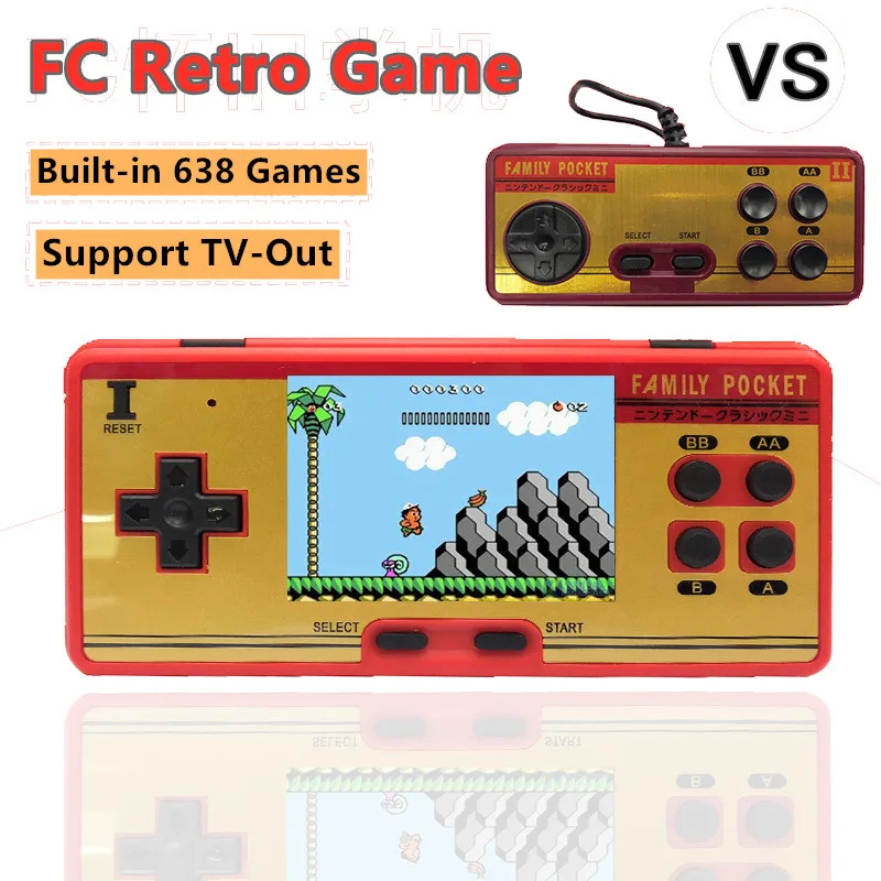 

Portable Handheld Game Players 3 inch Colorful With 638 Classic Games Console 8 Bit Retro Video Game Support AV Out Put