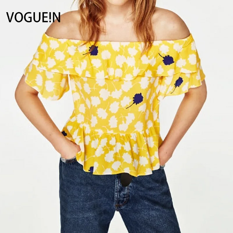 Womens yellow print blouses for women