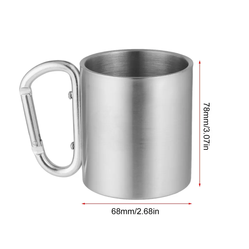 OUTAD 180 ml taza de acero inoxidable acampar que viaja al aire libre taza doble pared taza con gancho mosquetón con venta caliente Dropshipping. exclusivo.