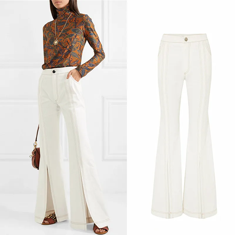 split front flared pants
